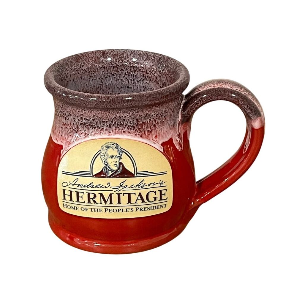 Deneen Pottery Andrew Jackson Hermitage Mug Red Hand Thrown USA 2015
